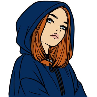 a realistic girl in a hoodie