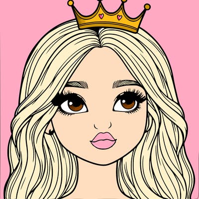 a realistic girl with a crown on