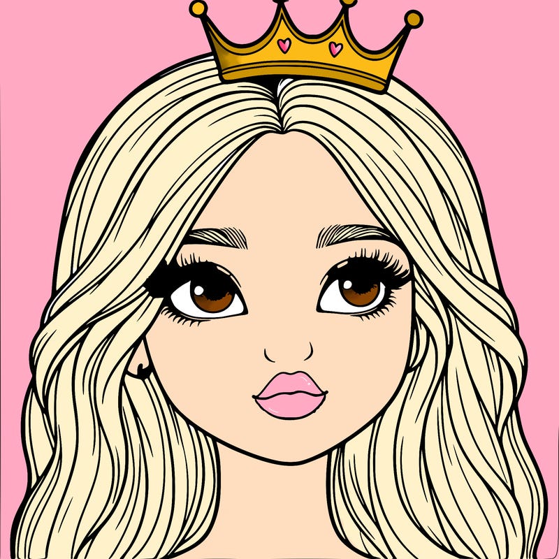 a realistic girl with a crown on