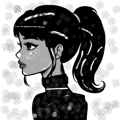 realistic woman with a pony tail hair style