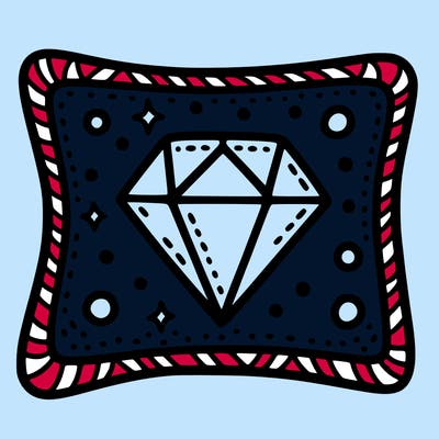 pellow with dots that form a diamond