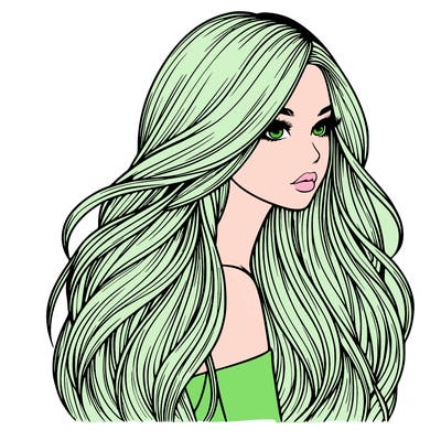 realistic girl with long realistic hair