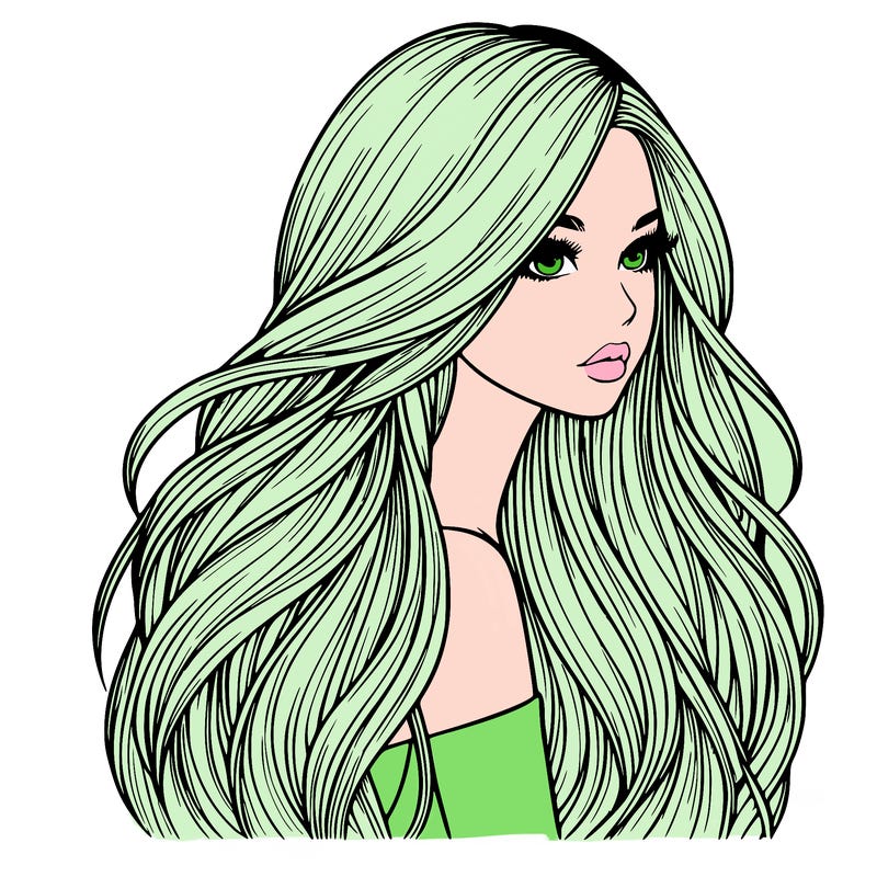 realistic girl with long realistic hair