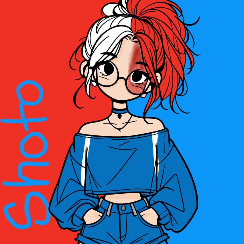 girl with a messy ponytail glasses a baggy crop top and jean shorts