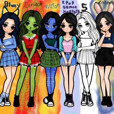 a group of girls realistic