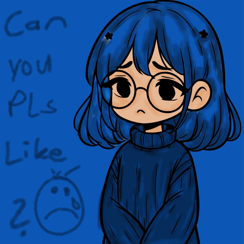 sad girl with glasses in a sweater