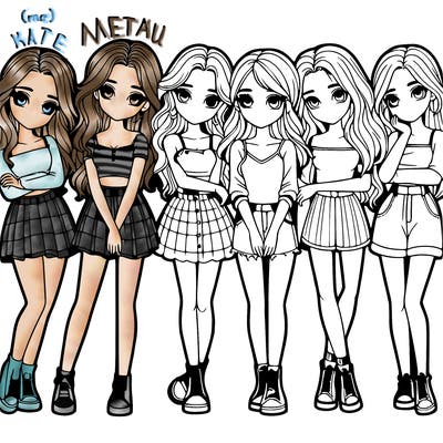 a group of girls realistic