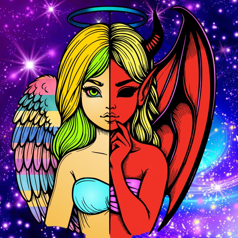 realistic angel half demon