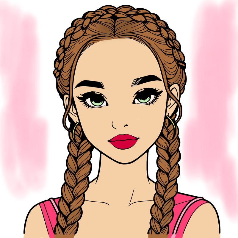 realistic girl with braids