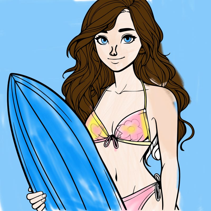realistic girl surfer