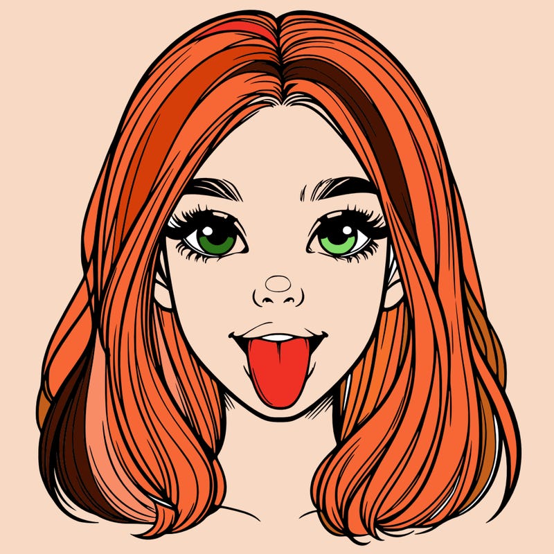 realistic girl with her tongue out