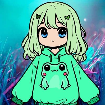 girl wearing frogging sweatshirt