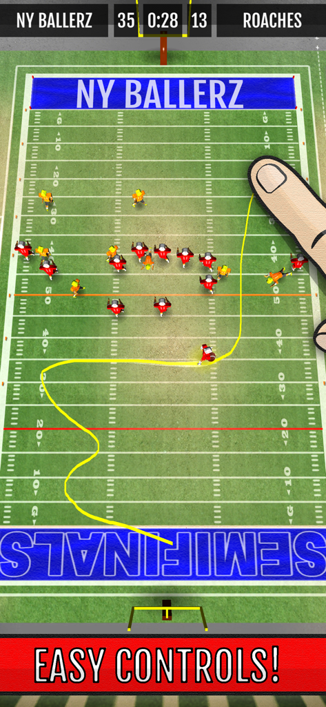 Football: Ted Ginn Kick Return - A top-down view of an American football kick return game showing a finger tracing a path for the player on the field