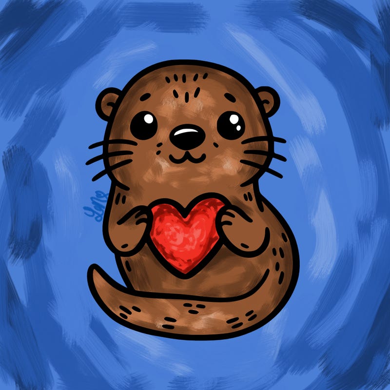otter with a heart