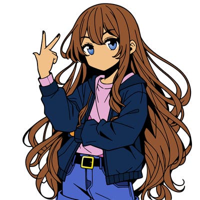 one anime girl with long hair and a cool pose