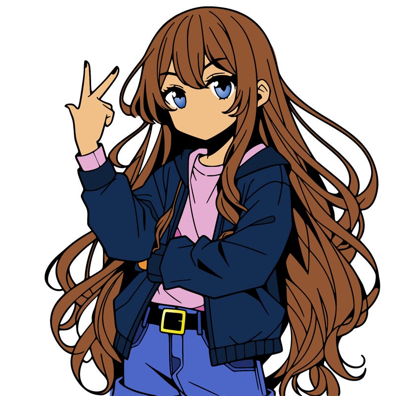 one anime girl with long hair and a cool pose