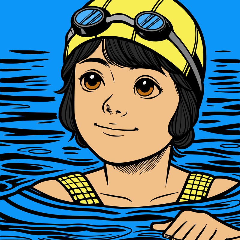 realistic girl swimmer