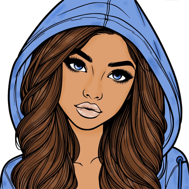 realistic beautiful girl with a hood on