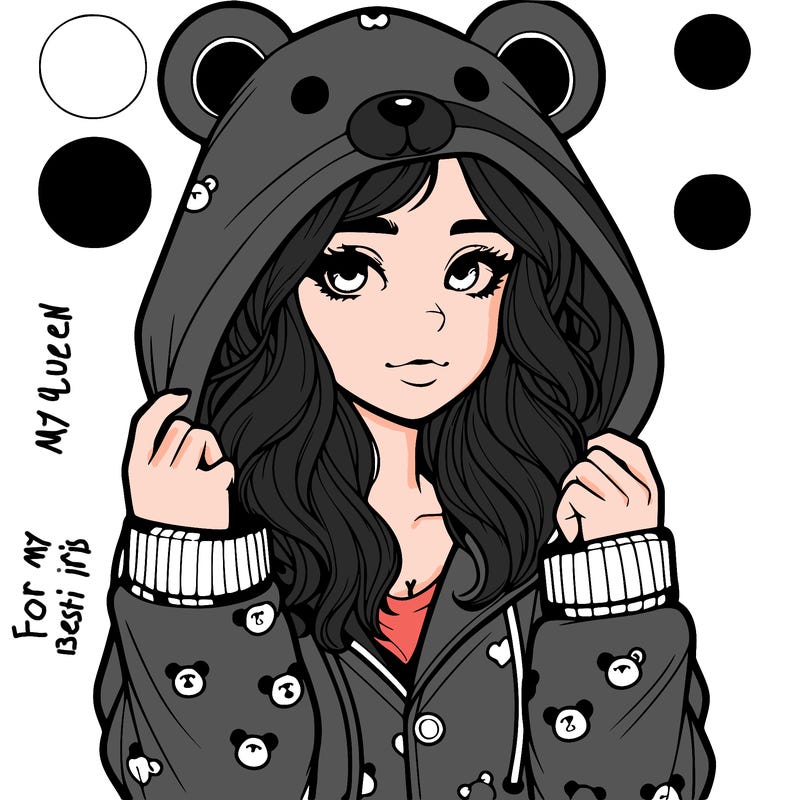 realistic girl in a animal pjs hoodie