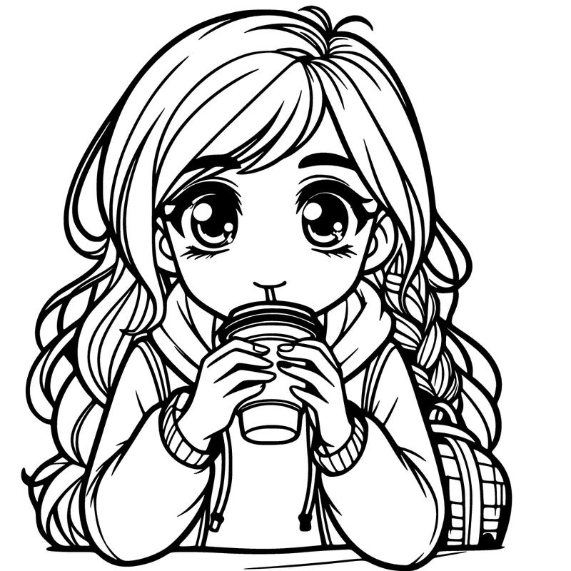 teen girl drinking coffee