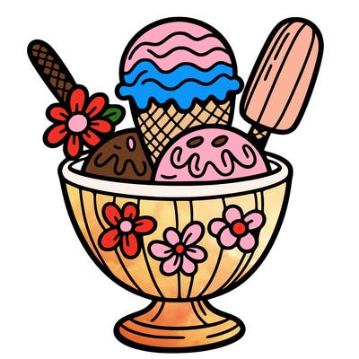 ice cream in a flower bowl