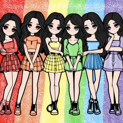 a group of girls realistic