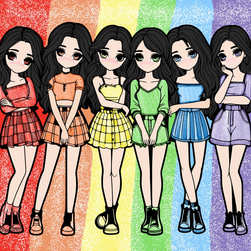 a group of girls realistic