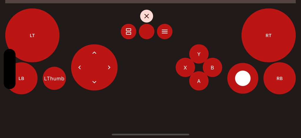Remote Gamepad - Virtual game controller layout with custom red buttons and D-pad on a mobile screen