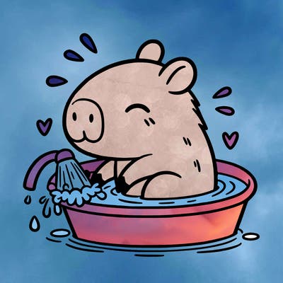 capybara taking a bath