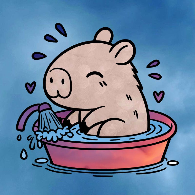 capybara taking a bath