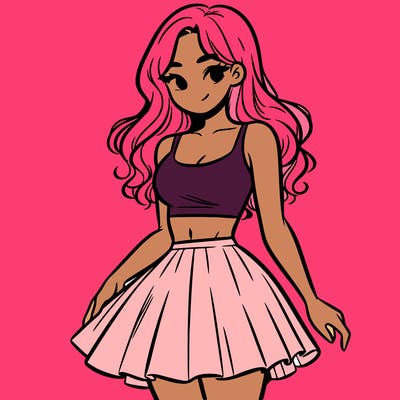 woman in a skirt and crop top