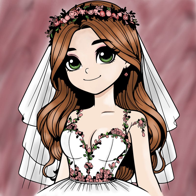 realistic girl in a wedding dress