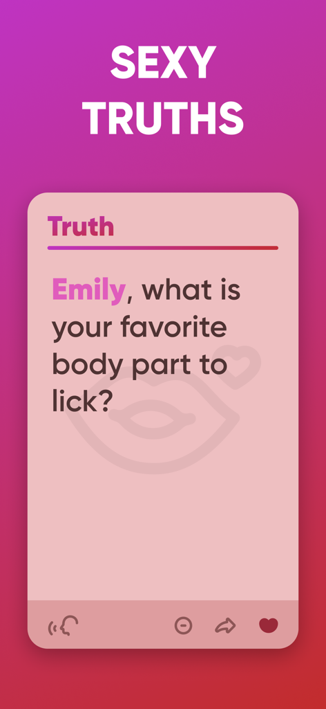 A screenshot of the Sexify app showing a Sexy Truths question card for couples.