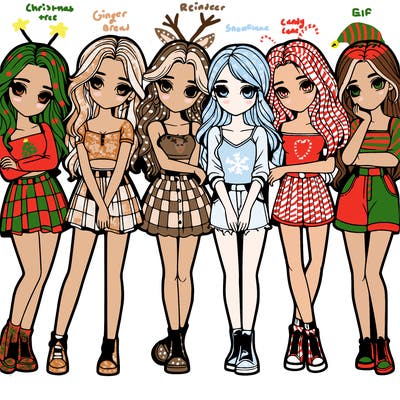 a group of girls realistic