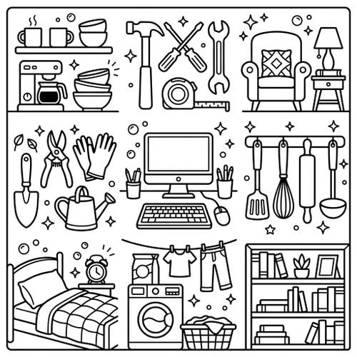 Household Item Grid Patterns