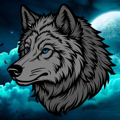 a realistic wolf head