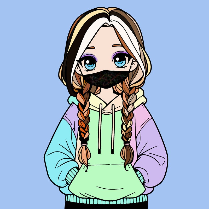 a realistic girl with a oversized hoodie and she has braids