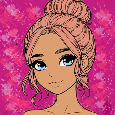 realistic pretty girl with hair in bun