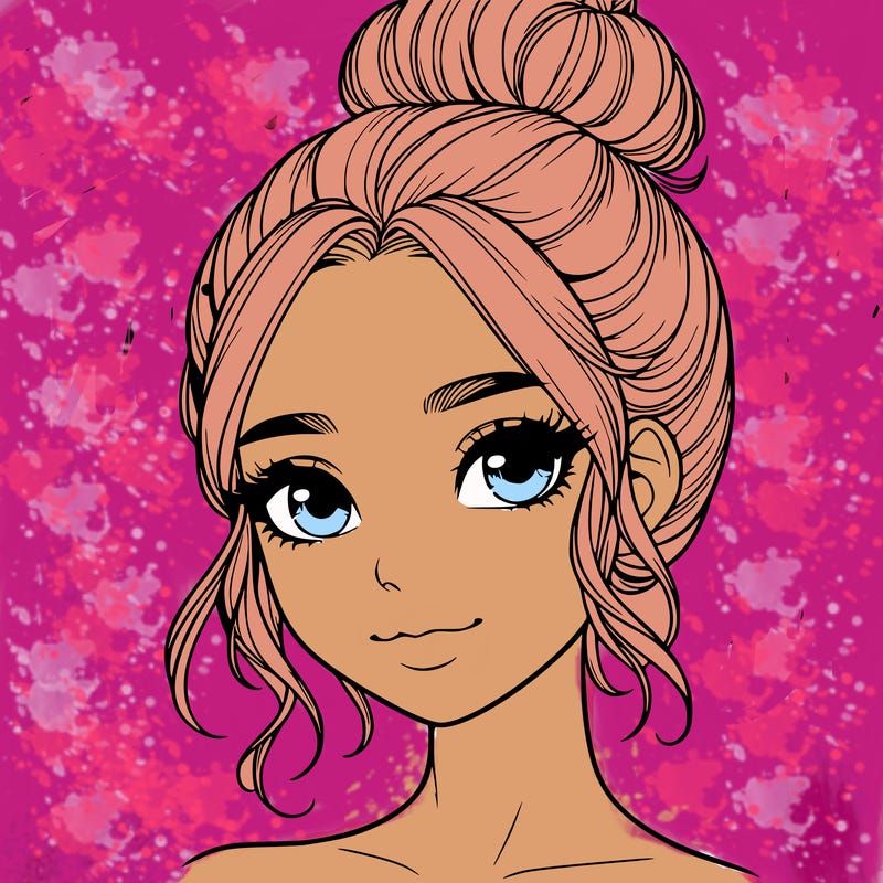 realistic pretty girl with hair in bun