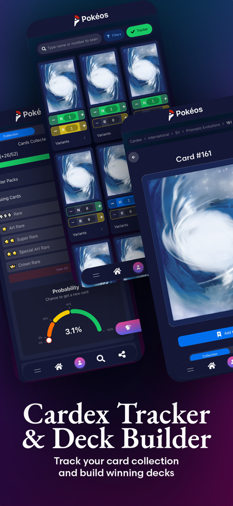 Pokéos - Pokeos app interface for Pokemon TCG collection tracking and deck building