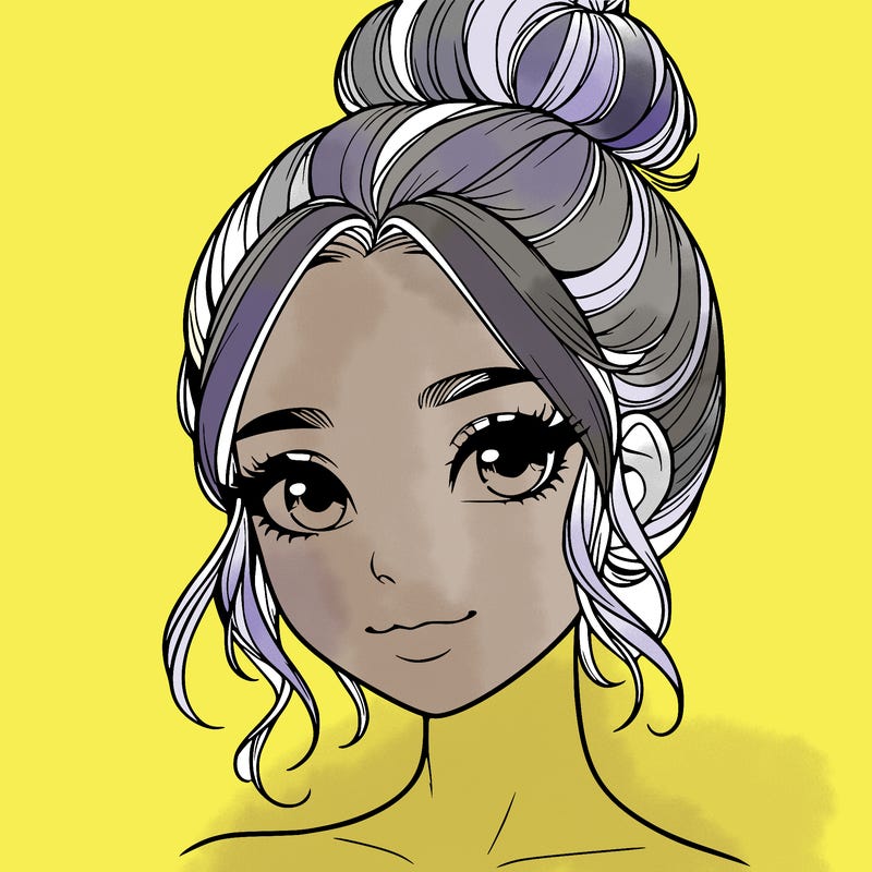 realistic pretty girl with hair in bun