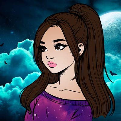 realistic girl with a high ponytail