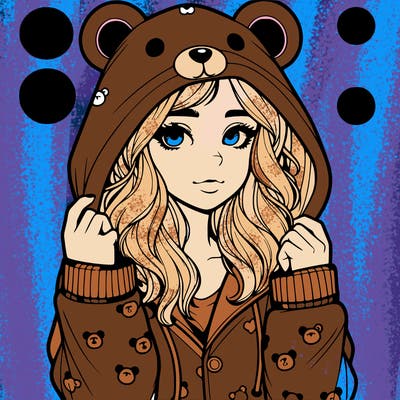 realistic girl in a animal pjs hoodie