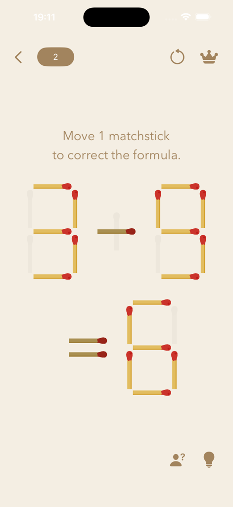 Math Riddles: IQ Test Quiz - A matchstick math riddle asking to move one stick to correct the formula.