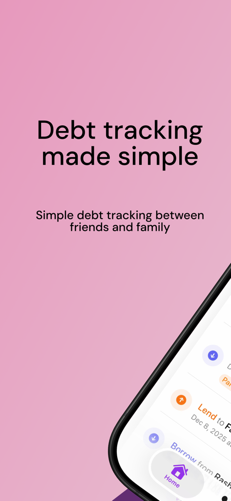 Hutang: Log Your Debt - Hutang app screen showing debt tracking for friends and family