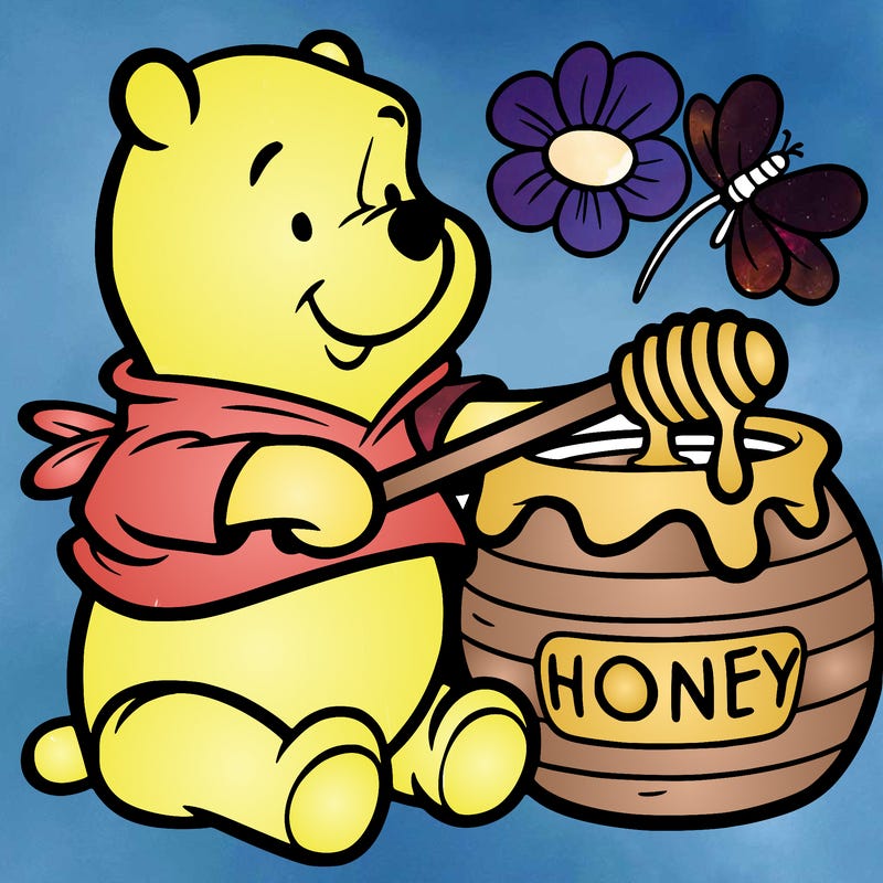 pooh bear in honey pot