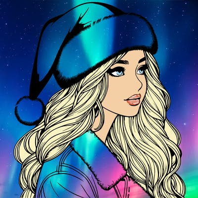 realistic girl in santa hat