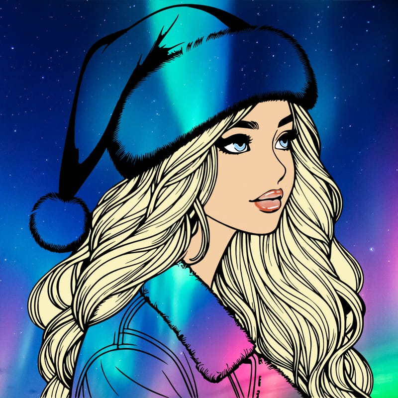 realistic girl in santa hat