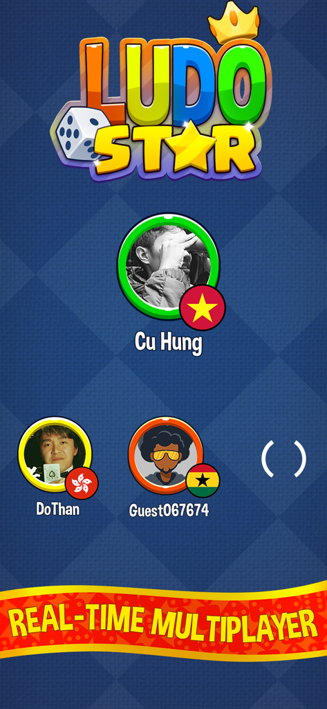 Ludo Star Ludo King - Real-time multiplayer lobby screen in Ludo Star showing players from different countries and their avatars