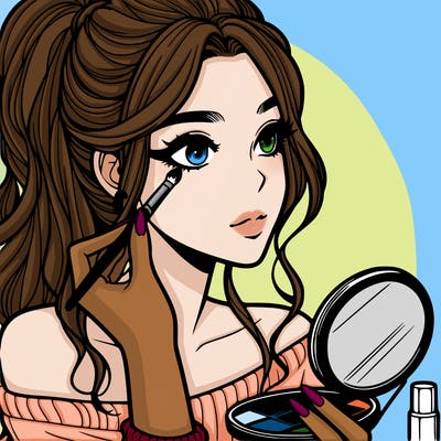 a realistic girl doing her makeup